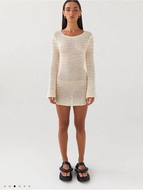 Peppermayo Down For The Ride Crochet Mini Dress - Ivory